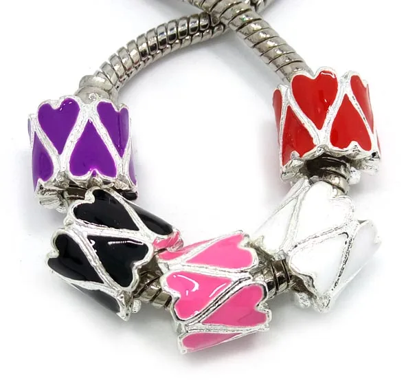 Бесплатная доставка 50 шт. цветные бусины из сплава с большим отверстием в форме