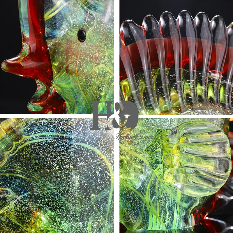 Красочная фигурка тропической рыбы H & D стеклянная выдувная морская скульптура