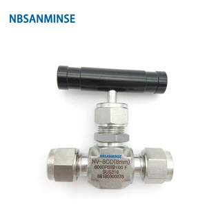 Миниатюрный игольчатый клапан NV, концевой штифт трубы, клапан из нержавеющей стали, 6000 фунтов на квадратный дюйм, для воздуха, воды, для лабораторных пищевых продуктов, чистой среды, NBSANMINSE