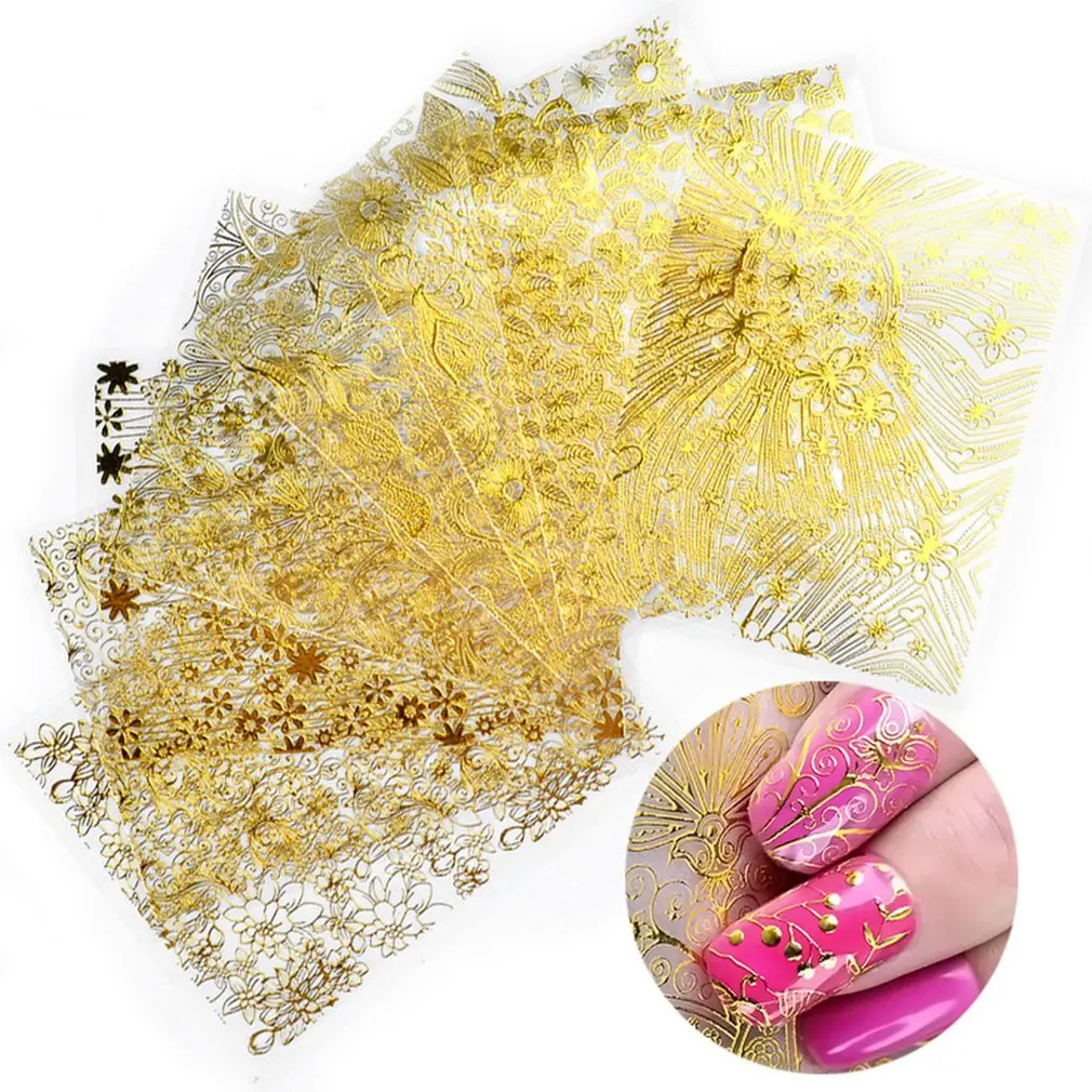 3d металлические наклейки для ногтей красивые дизайна бумага аппликация наклейка