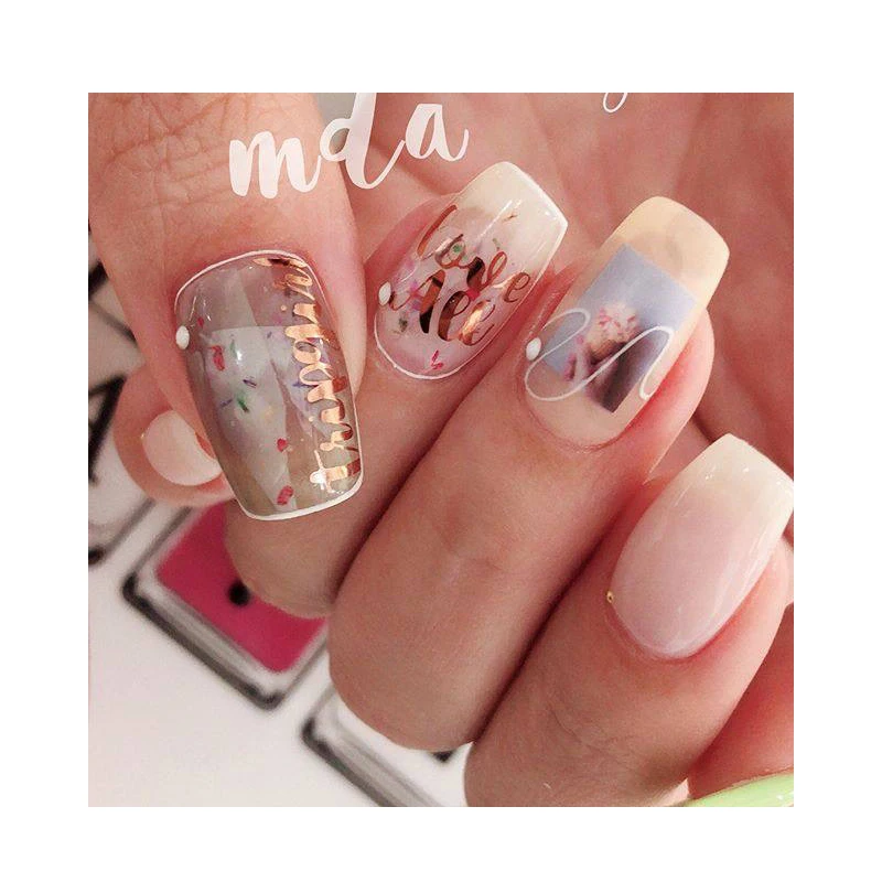 1 лист розовая золотая линия стикеры 3D на ногти Nail Art перо дизайн ногтей морская
