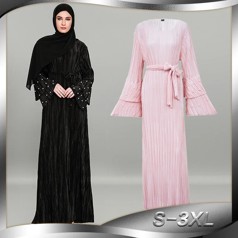 Арабские халаты abaya Платье женское Дубай Arabe кафтан модное плиссированное платье
