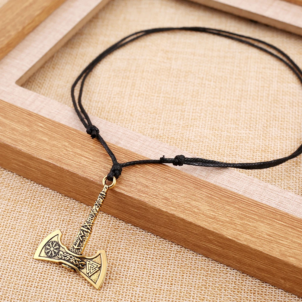Davapara Viking Valknut и Vegvisir Компас подвеска в виде топора ожерелье Прямая поставка