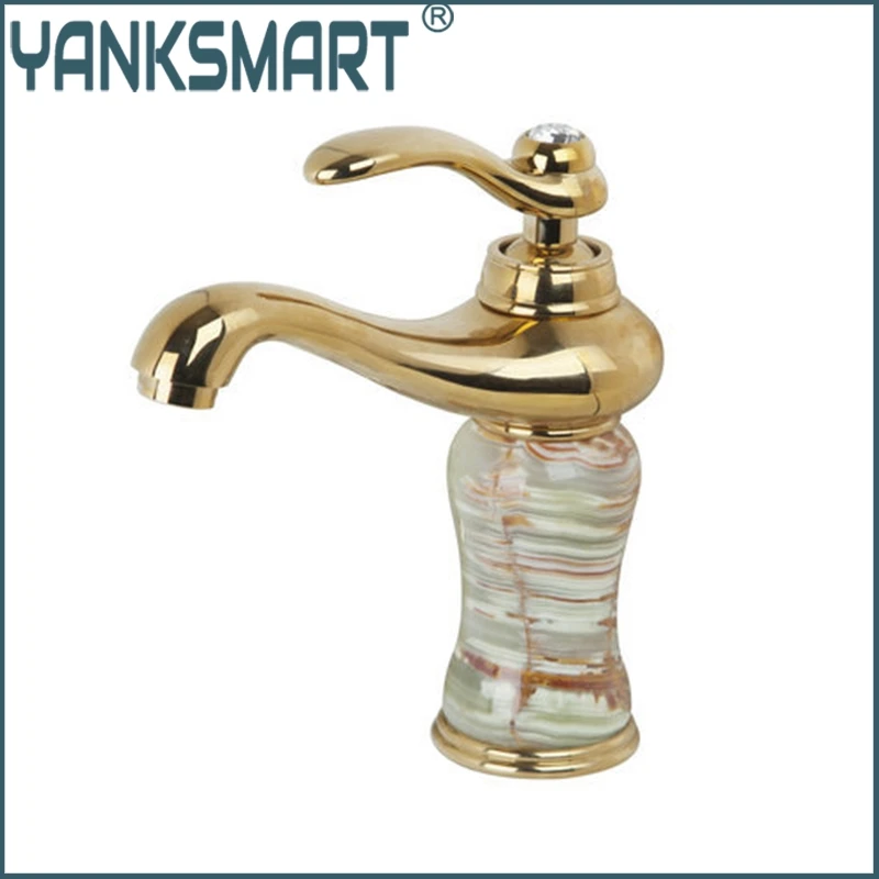 

YANKSMART Luxury Bathroom Golden Ceramic Body 92636 Single Handle Deck Mounted Basin Sink Brass Faucets,Mixers &Taps