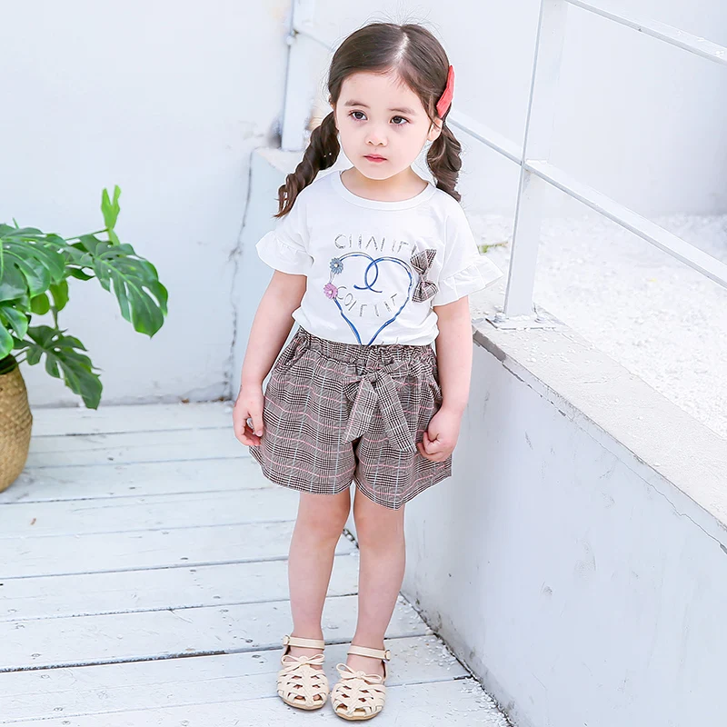2018 Милая Одежда для маленьких мальчиков и девочек комплекты топы шорты 2 шт. новые