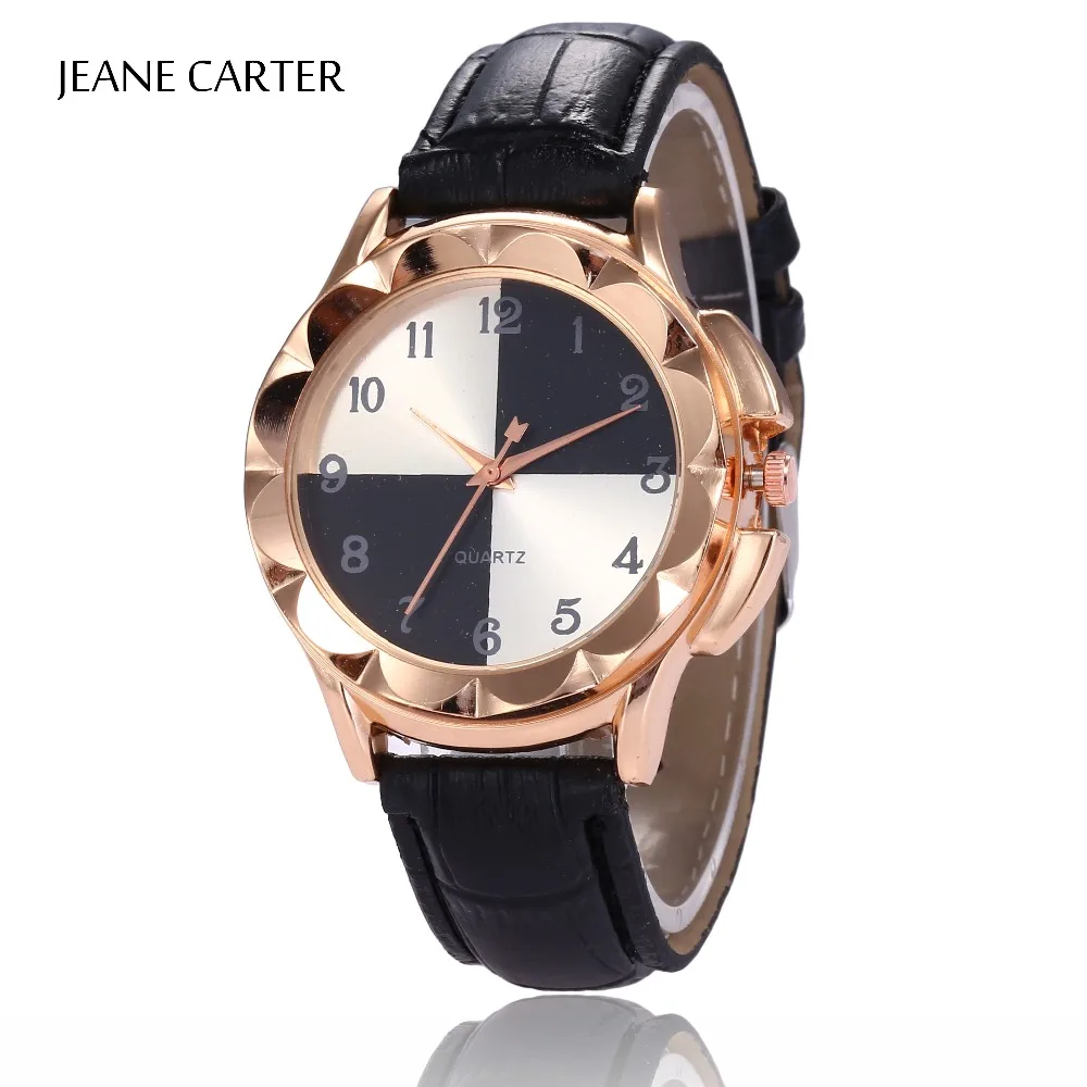 Дропшиппинг 2018 модные женские часы двухцветный циферблат кожаные Розовое Золото