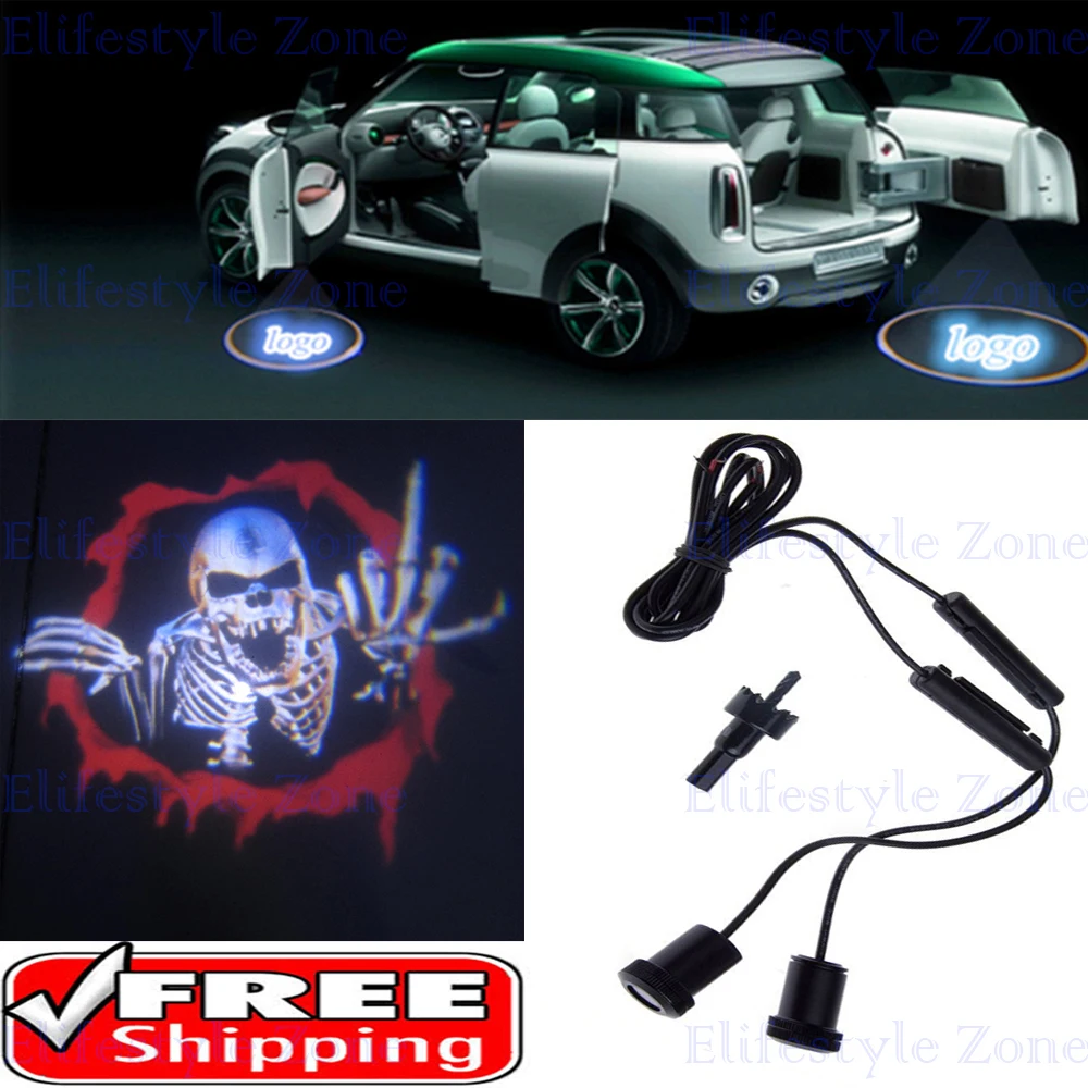 2 x злый череп фотография Логотип Дверь Добро пожаловать Призрак Тень проектор