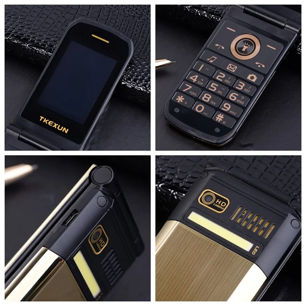 TKEXUN G9000 тонкий раскладной металлический фонарь с двумя Sim картами для пожилых