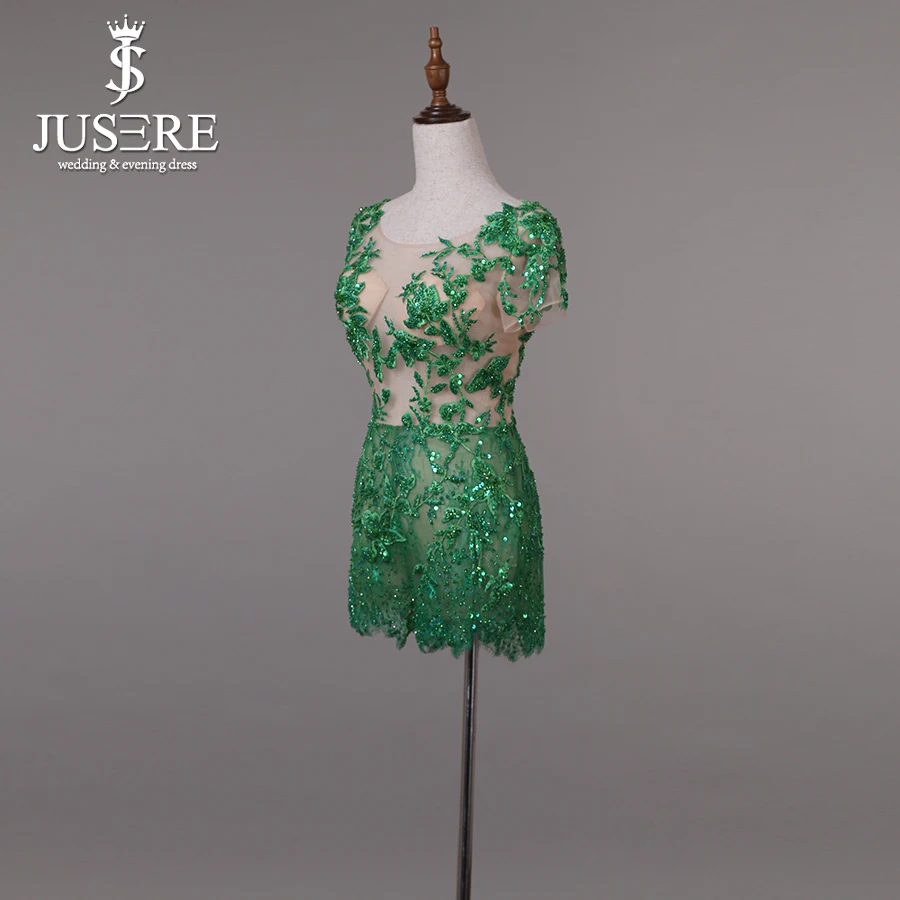 Платье с коротким рукавом и кружевной вышивкой JUSERE мини-платье открытой спинкой