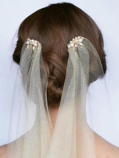 Два боковых свадебная фата 2020 жемчуг Бисер Свадебные аксессуары вело De Novia 2 метра