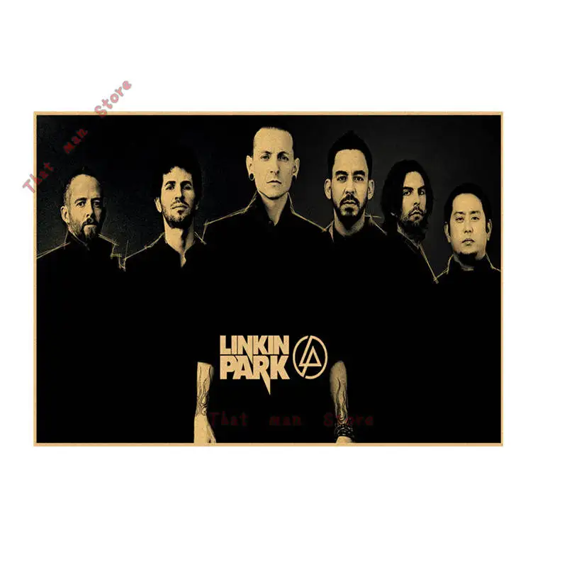 Винтажная ретро-рок-группа Linkin park, музыкальная гитара, матовая крафт-бумага, античный плакат, настенная наклейка, домашний декор