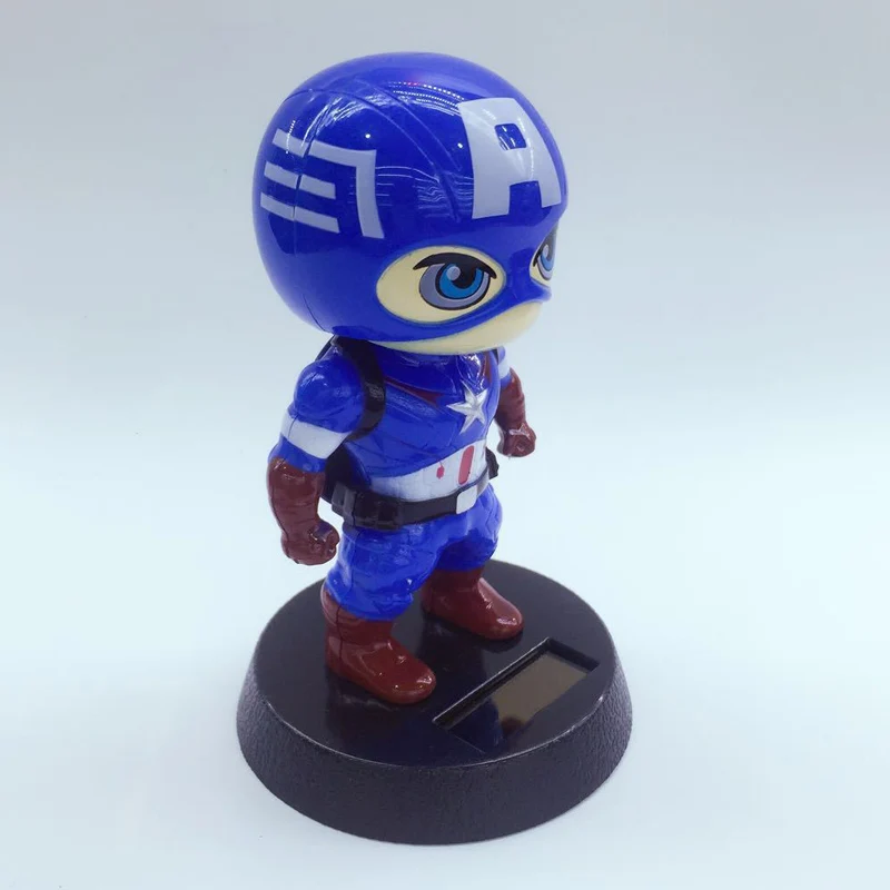 Captain America Украшение автомобиля мультяшный персонаж качающаяся Голова Статуя кукла украшение солнечный автомобиль Интерьер домашнее украшение Подарочный аксессуар для автомобиля - Название цвета: Captain America
