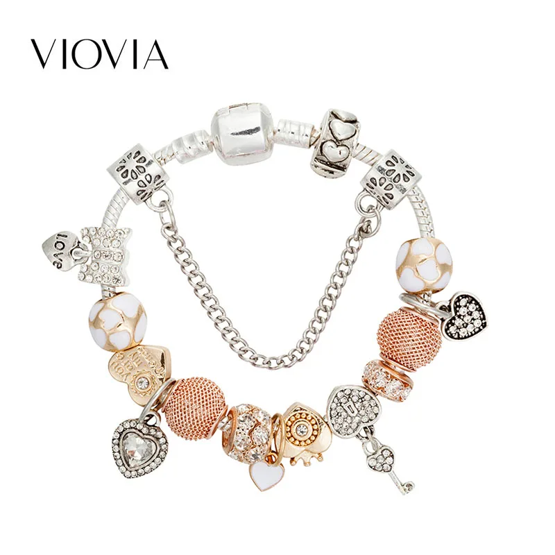 VIOVIA новые роскошные бусины шармы браслет и браслеты брелки для женщин Diy