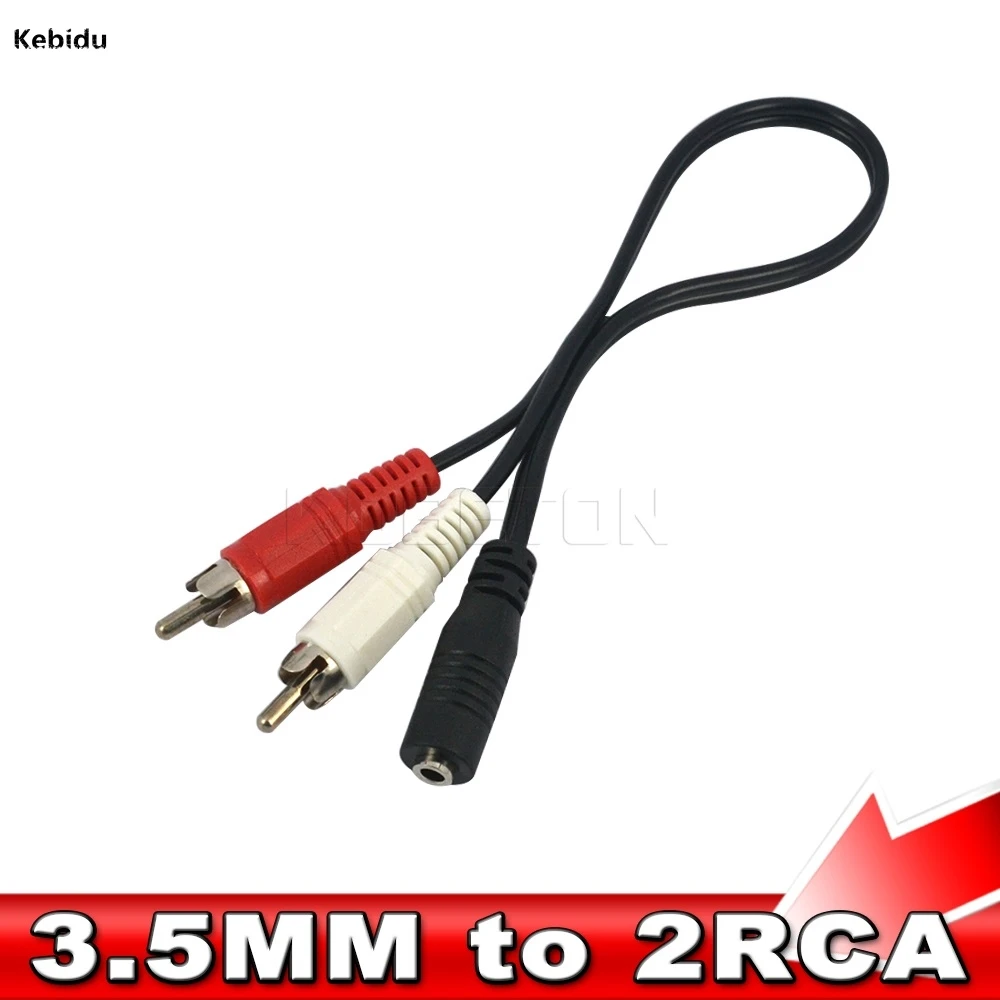 Kebidu Новинка 3 5 мм стерео аудио для гнездового разъема Стандартный 2 RCA Штекерный