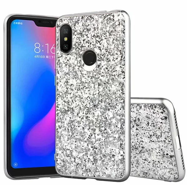 silver Мягкий чехол из ТПУ с блестящими блестками для Xiaomi Redmi Note 5 Pro Global Version 5,99 ''чехол Redmi Note 6 Pro 6,26'' - Цвет: silver