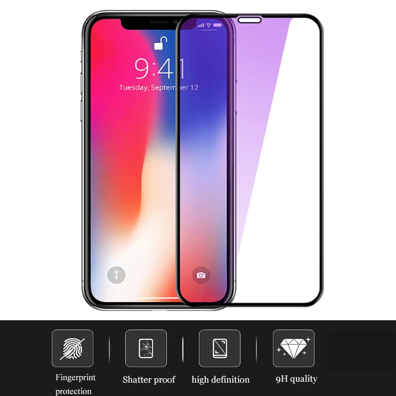 9H полное покрытие закаленное стекло защитное для iphone 6 6s 7 8 plus XS max XR glassscreen protector