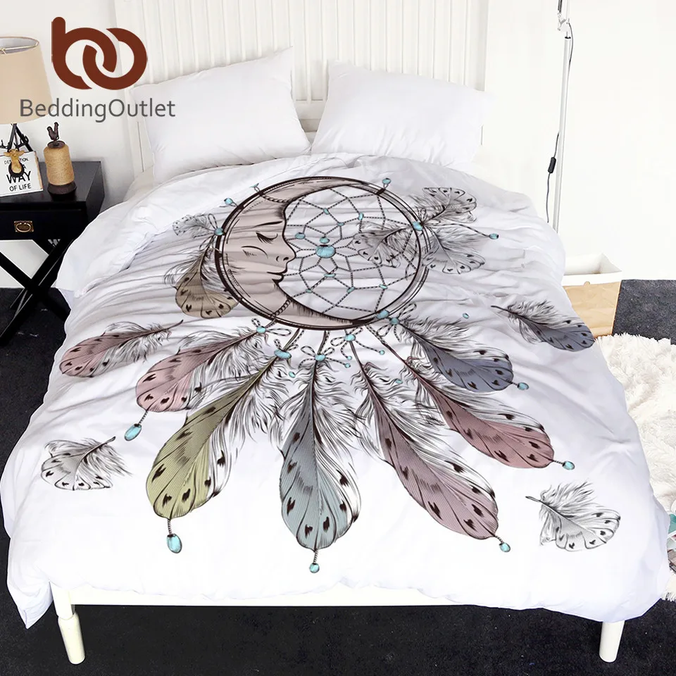 Постельные принадлежности Outlet Moon Dreamcatcher пододеяльник перья 1 Piece покрывало белое