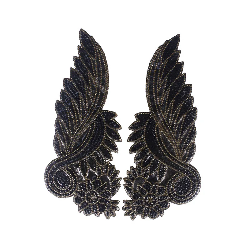 5 зеркальных пар черных бусин Кристальные стразы цветы исправление аппликация