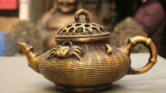 10 &quotКитайский медный Бронзовый Краб Улитка бамбуковая тканая форма