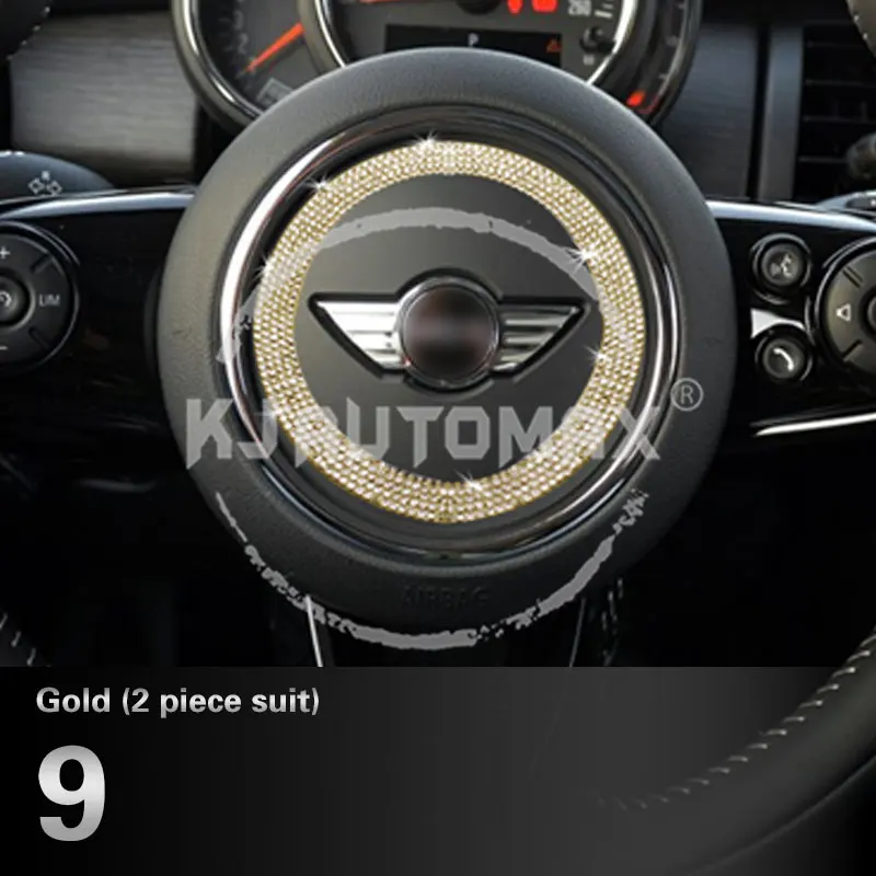 9.Golden KJAUTOMAX для Mini Cooper R Series R55 R56 Хрустальная декоративная автоматическая ручка Рулевое колесо Кнопка блокировки двери Тахометр - Название цвета: 9.Golden