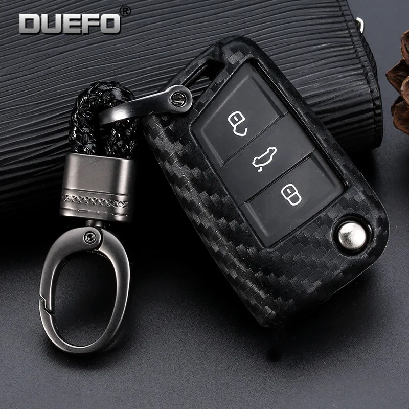 Peacekey ключ Карбон чехол для VW Golf 7 GTI MK7 Octavi A7 Seat Leon Ibiza удаленное кошелек брелок - Название цвета: Черный