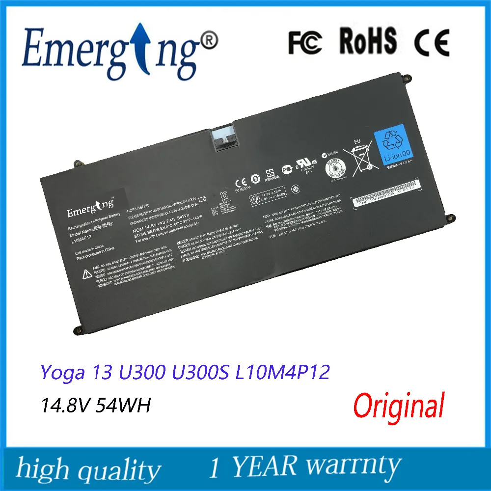 Новый оригинальный аккумулятор для ноутбука Lenovo LENOVO IdeaPad Yoga 13 U300 U300S L10M4P12 14 8 в 54