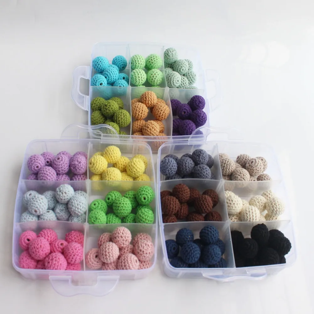 180pcs Beads Multicolor DIY Wooden Crochet Beads Set diy Nursing Necklace,baby Teething making,Christmas Gift