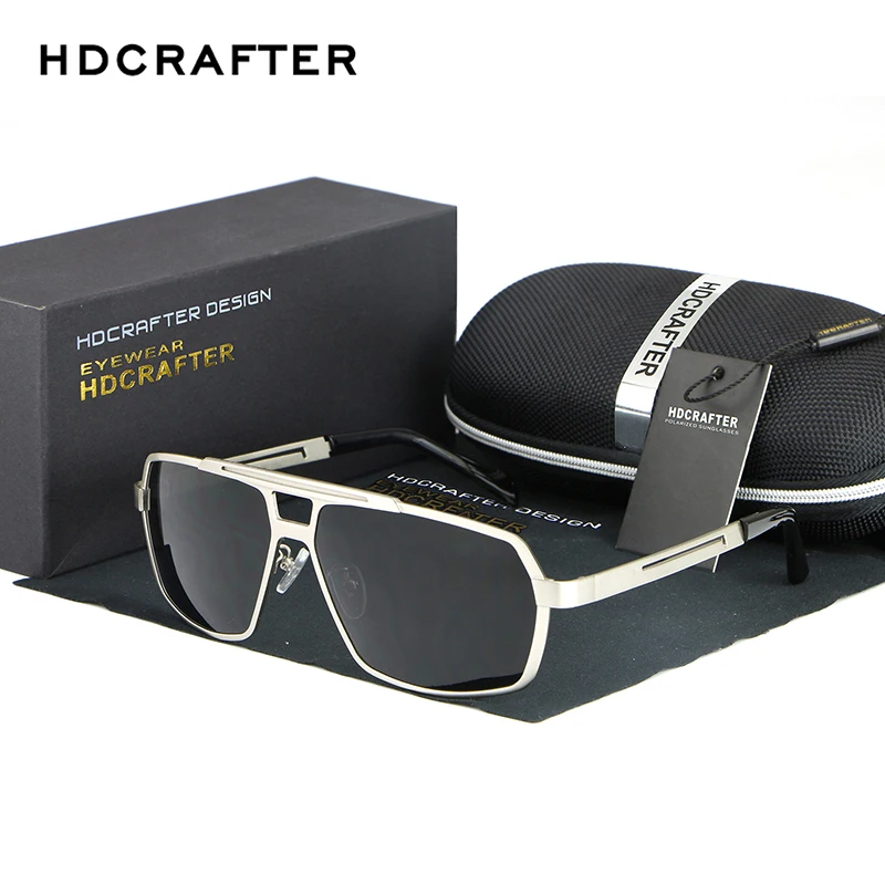 

Солнцезащитные очки HDCRAFTER мужские в металлической оправе, модные Поляризационные солнечные аксессуары в квадратной оправе, для вождения, ...