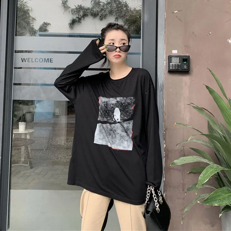 XITAO Letter Print Black White T Shirt Women Clothes 2019 Casual Match All Sunscreen Thin Tee Top Autumn Fashion New WQR1206 | Женская