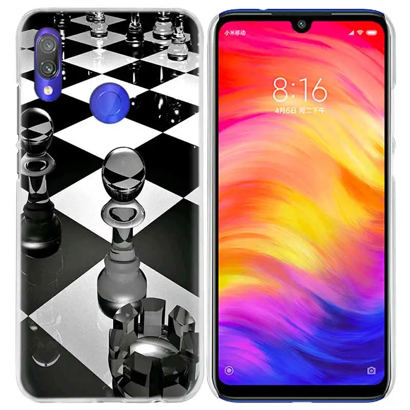 Черный и белый шахматный чехол для Xiaomi Redmi Note 7 K20 6 6A Pro Y3 7S 7A GO S2 5 mi Play A1 A2 8 lite Poco F1 жесткий чехол для телефона