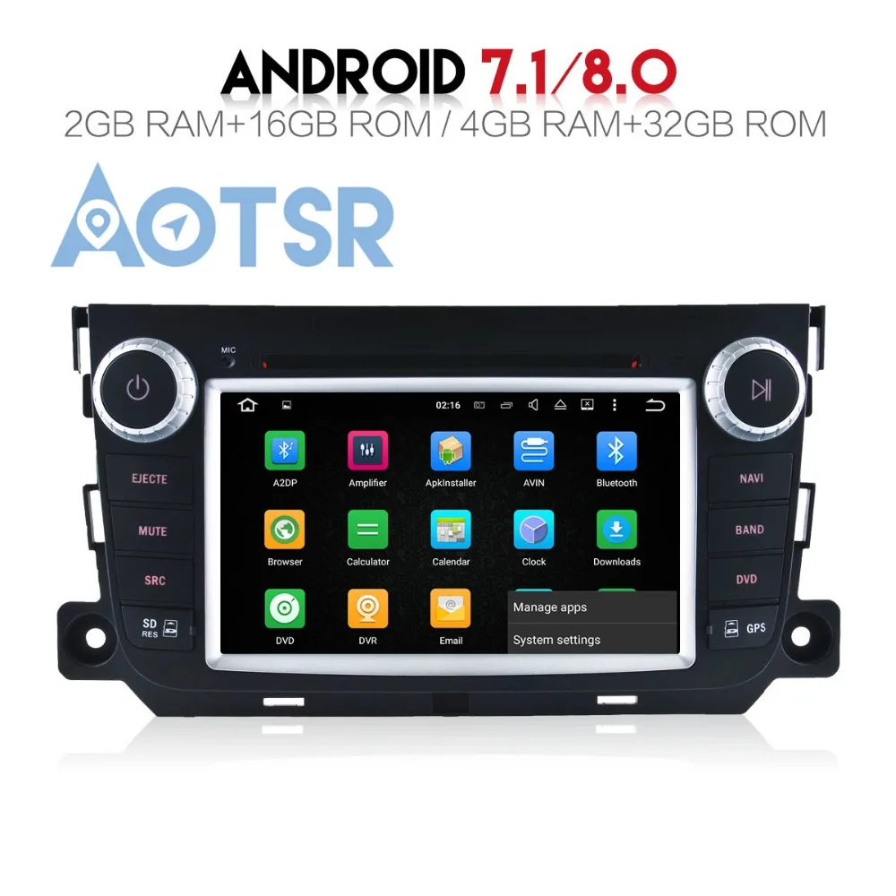 Автомобильный DVD-плеер Pure Android 2012 4 + 32 ГБ для Smart Fortwo 2016-аудио GPS 2 din радио