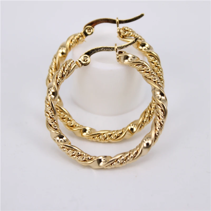 gold color 40mm 30 мм 40 мм 50 мм наружный диаметр 3 мм витые серьги-кольца Европейская и американская мода женские классические ювелирные изделия LH264 - Окраска металла: gold color 40mm