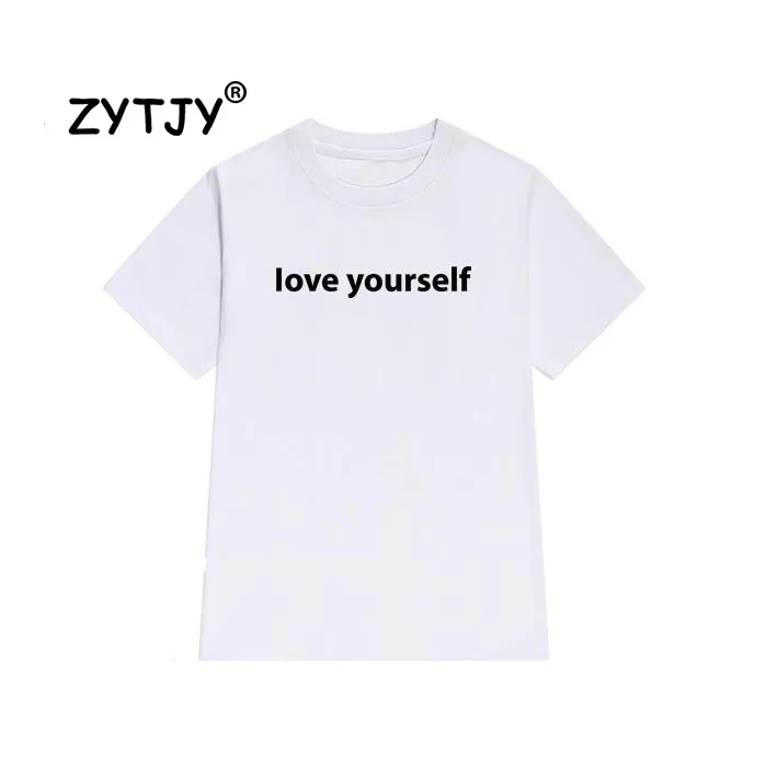 Женская футболка с надписью love yourself хлопковая Повседневная забавная для девушек