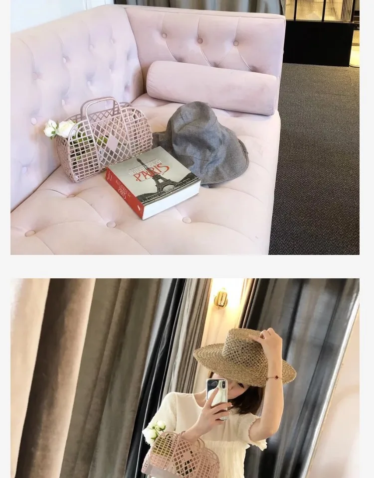 Новая летняя сумка Ins Super Fire, женская маленькая сумка, как у знаменитых корзин, Пляжная Сетчатая Сумка