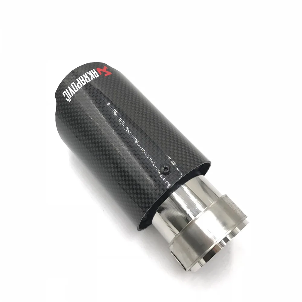 1 шт. вход 63 мм выход 76 мм Akrapovic автомобиль глянцевый углеродного волокна Выхлопной конец синий трубы из нержавеющей стали один глушитель советы