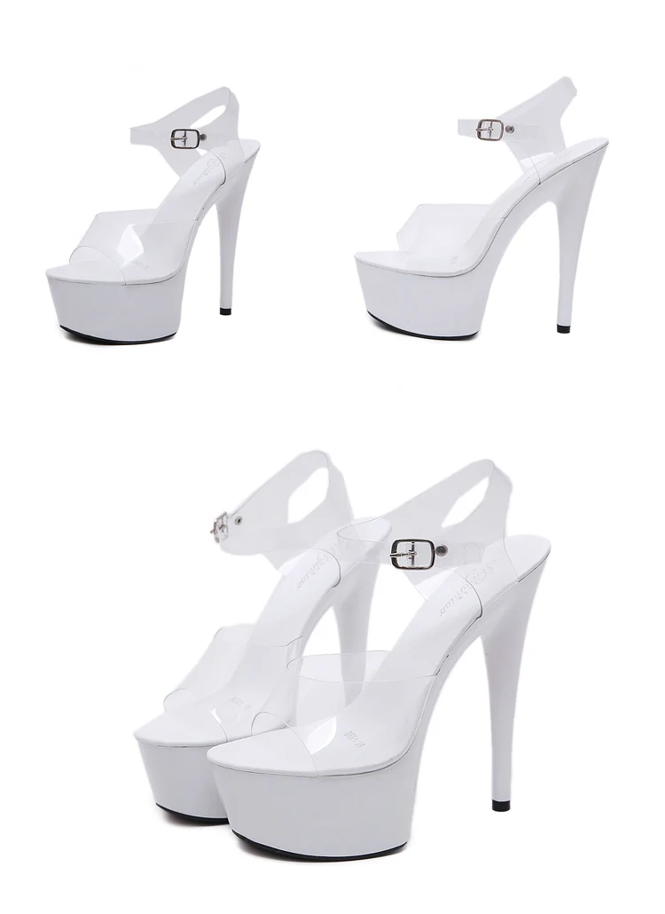 Summer 6 Color Red White Black Sandals Women Platform Shoes Sexy Nightclubs T Stage Shows High Heels 15cm Plus-size 34-41