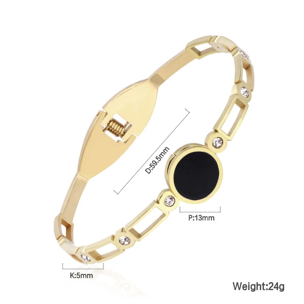 Роскошные золотые браслеты-манжеты mujer pulseras из нержавеющей стали круглые