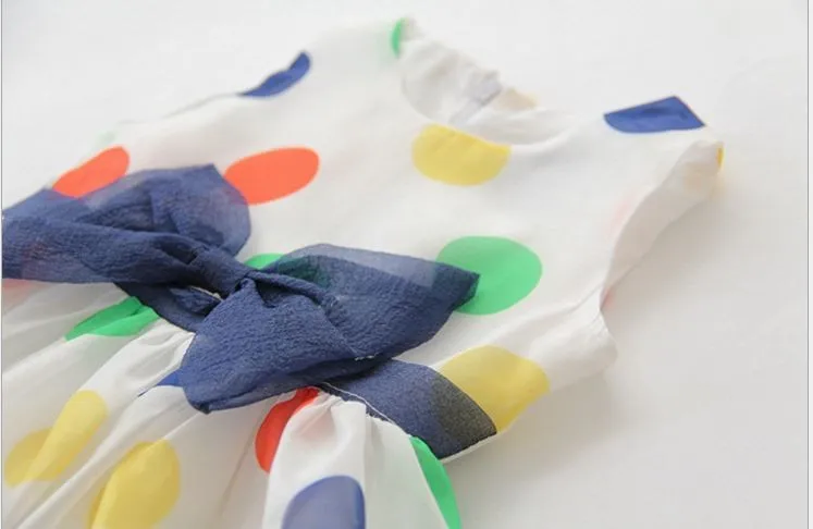 2016 г. Платье для маленьких девочек летнее шифоновое платье с бантом малышей в