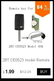 2BT откидная крышка для автомобильного ключа для peugeot 207 307 407 607 дистанционный чехол для брелока корпус Uncut Blade HU83 CE0523 Модель чехол для ключей