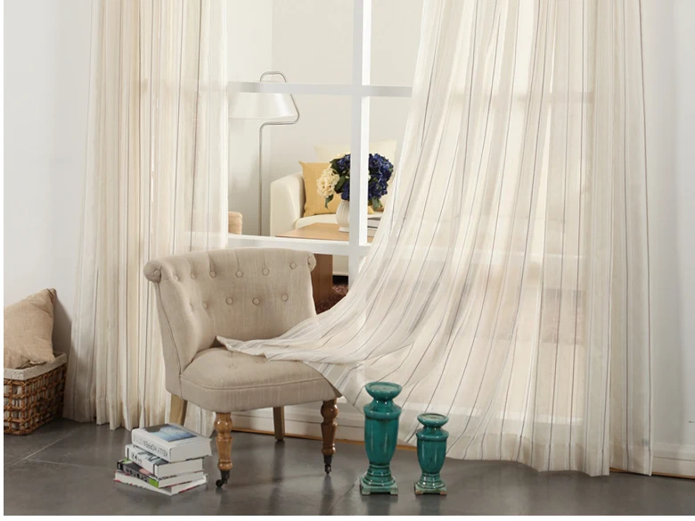 Декоративные тюлевые шторы из тонкой ткани европейские роскошные полосатые