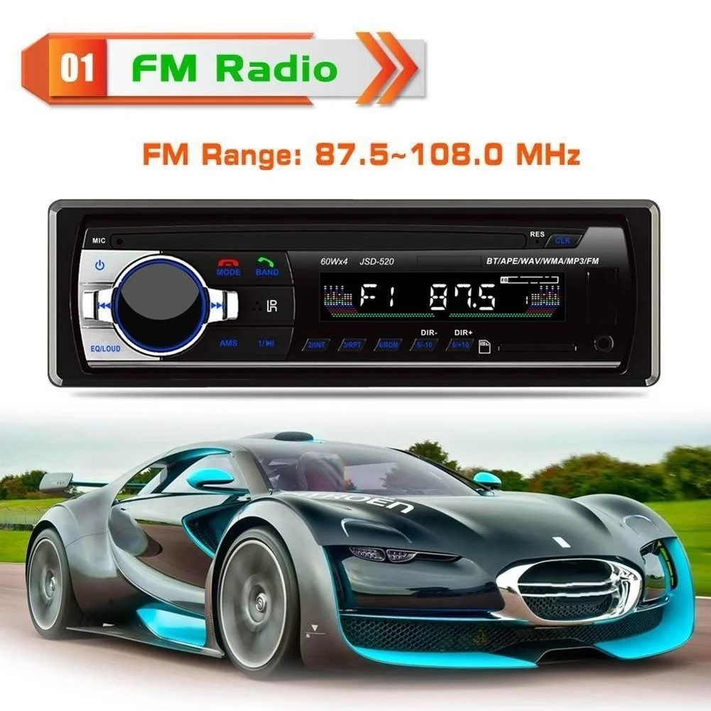 1DIN Автомобильный MP3 плеер FM радио в тире Bluetooth USB/TF WMA w/пульт дистанционного