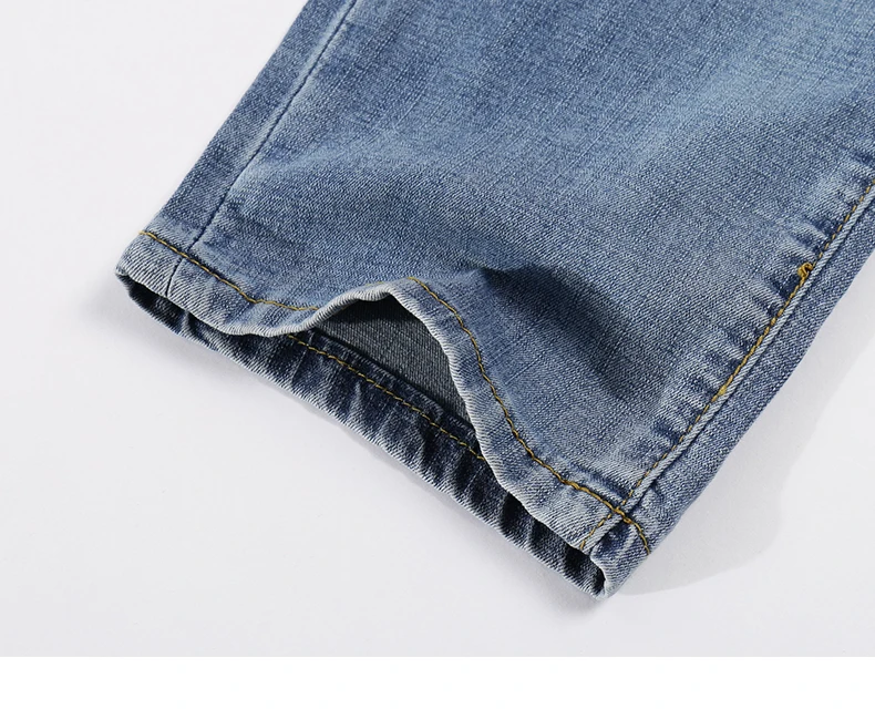 Джинсы Для мужчин модные Бизнес Повседневное прямые Slim Fit ультратонкие дышащие стрейч светло-голубой летние джинсовые штаны Большой Размеры