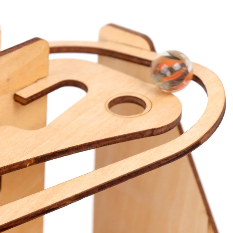 

Creative DIY 3D Mechanical Jigsaw Marble Run Model Pinball up the Stairs Woodcraft Assembly Kits Puzzle Game Gear Drive Boy Gift