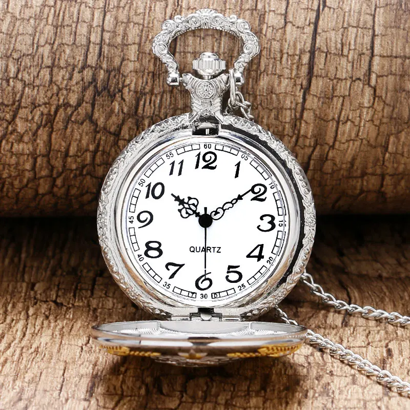 

Antique Soviet Sickle Hammer Pocket Watch Gold & Silver CCCP Necklace Quartz Fob Clock Pendant Souvenir Gift for Men Women