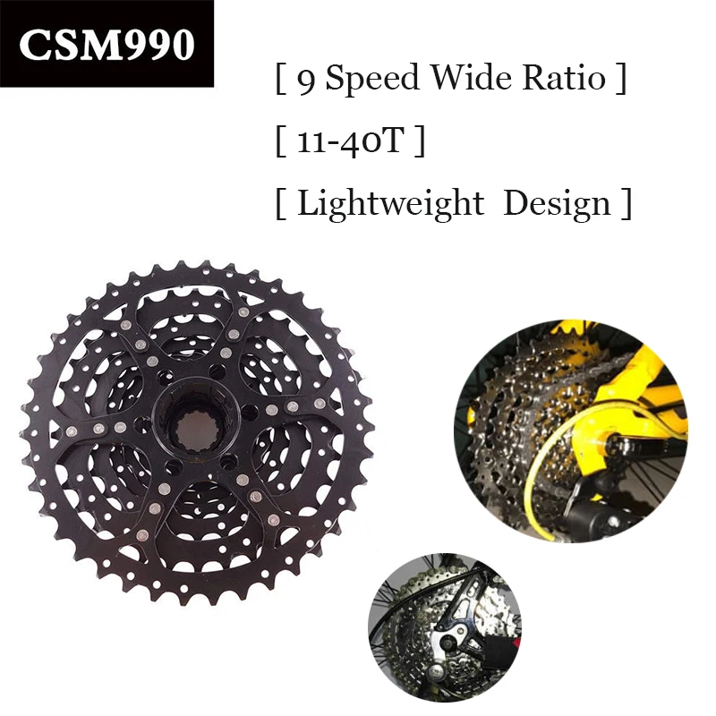 Sunracing CSM990 11-40T 9 скоростной широкоугольный велосипед кассета для горного велосипеда черный/серебристый велосипед Freewheel горный велосипед аксессуары