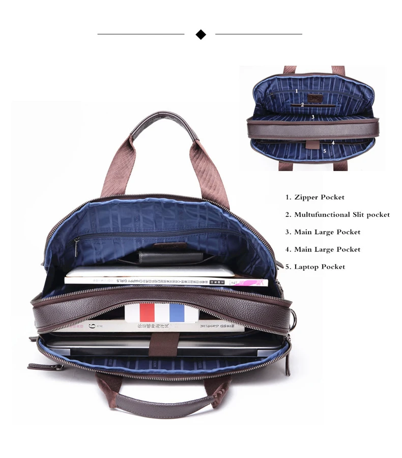 Портфель BISON DENIM из натуральной кожи, 14 дюймов, сумка для ноутбука, мужская деловая сумка через плечо, сумка-мессенджер/сумки на плечо для мужчин, N2333-3