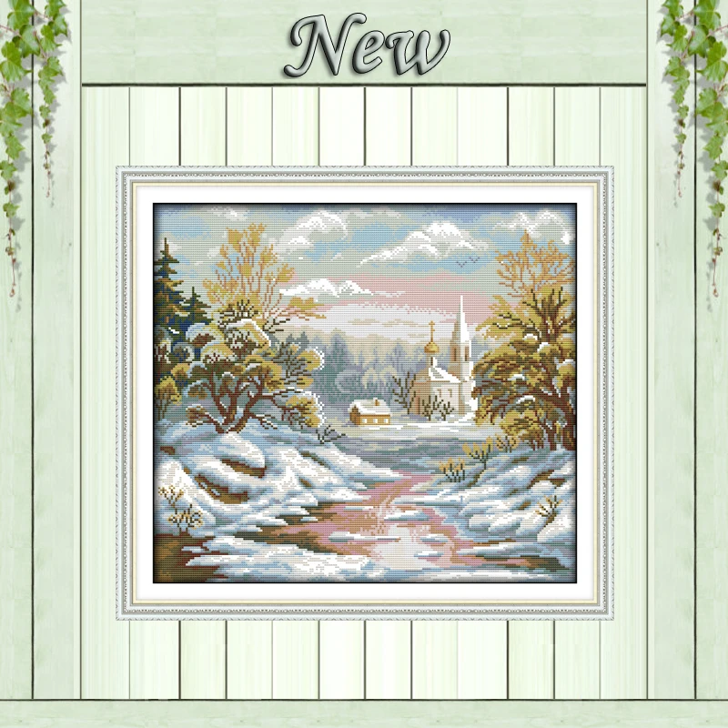 

The early frost Scenery,11CT print on canvas DMC 14CT Cross Stitch kit,embroidery needlework Set,winter Scenic Crafts Home Decor