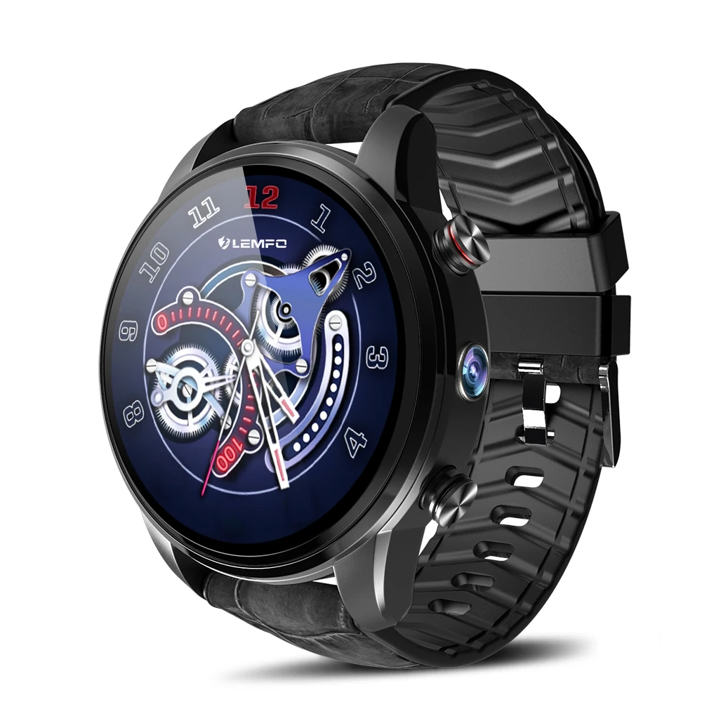 Черный Мужские Смарт-часы Keoker, 1,39 дюймов, 4G, поддержка sim-карты, Wi-Fi, gps, BLuetooth, Android 7,1, Смарт-часы для Android и IOS - Цвет: Черный
