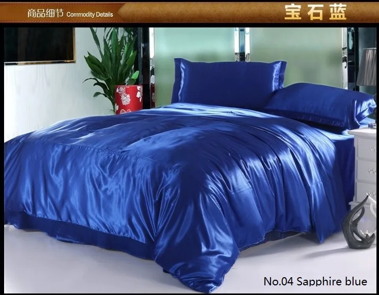 Royal Blue bedding Золотая шелковая постельные принадлежности сатинировка Роскошная простынь набор постельного белья: пододеяльник, Комплект постельного белья покрывало размер Super King Размер queen ПОЛНЫЙ twin по индивидуальному заказу - Цвет: Royal Blue bedding