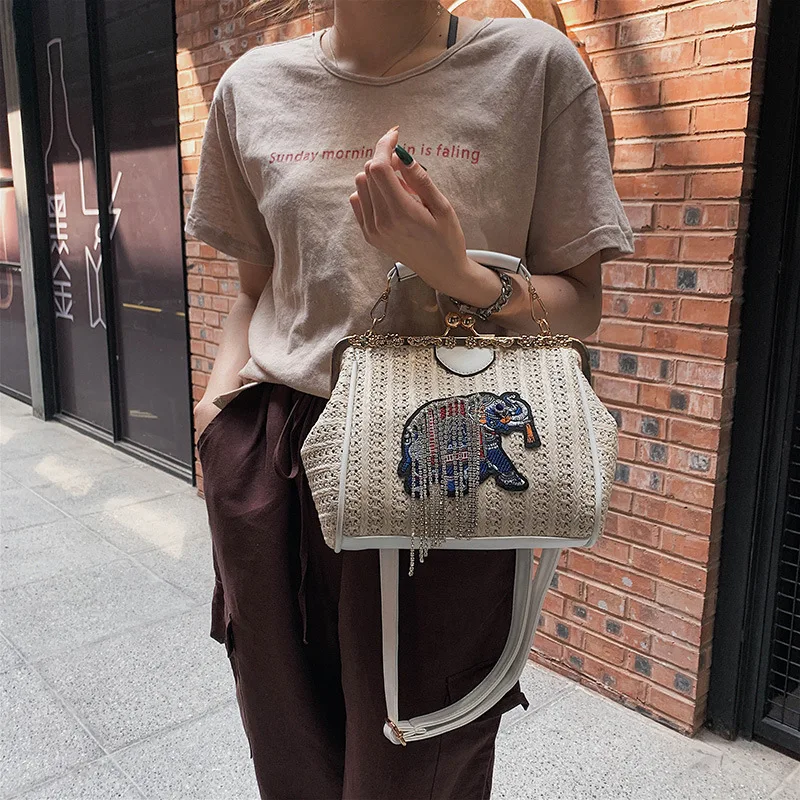 Tonny Kizz Elephant luxury handbags women bags designer straw crossbody beach shoulder messenger bag summer bolsa feminina | Багаж и сумки